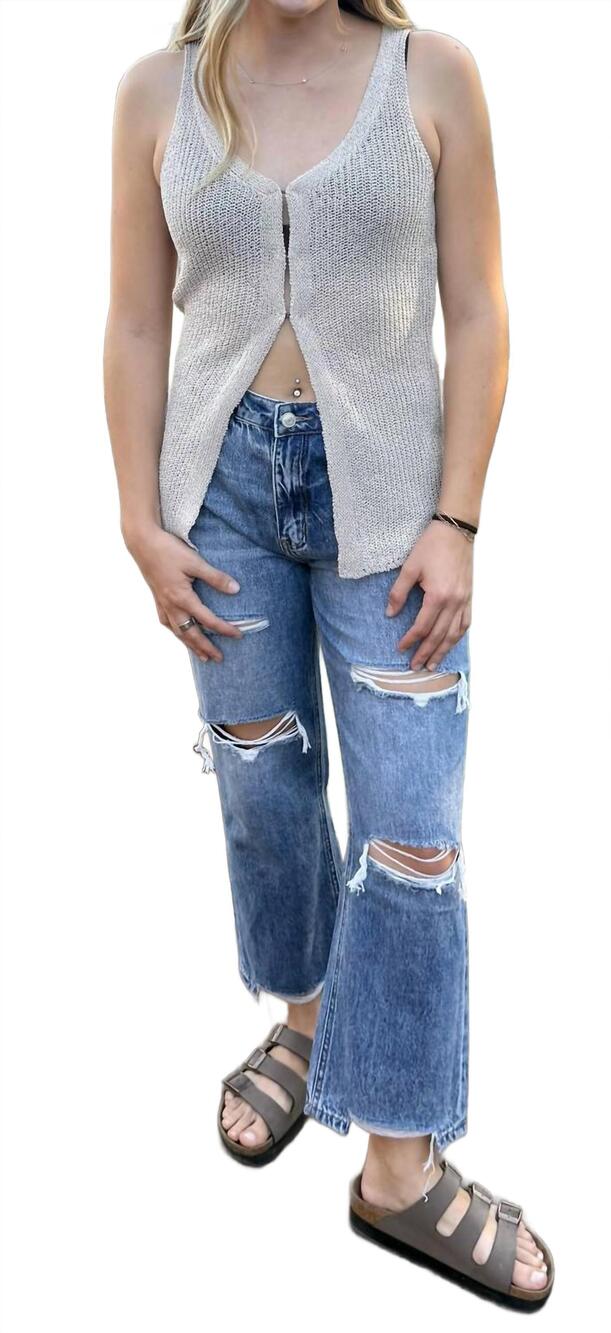 NEW ZENANA knit hook and eye sweater vest in beige